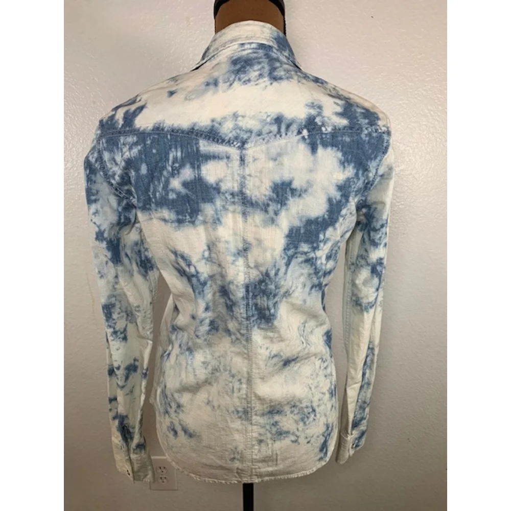 PRICE DROP! Women's American Eagle Button Down Shirt Size S Blue Tie Dye - Picture 4 of 5